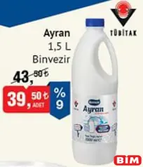 BİNVEZİR AYRAN 1,5 L fiyat ve kampanya bilgisi